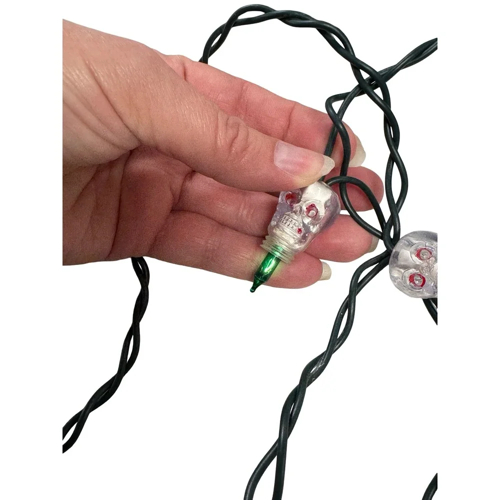 Vintage Halloween Skeleton String Lights Green Glow Indoor Decor RX003-1 retro